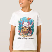 Axolotl proudly sitting atop a treasure chest