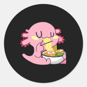Axolotl Ramen  Anime Kawaii Lovers Noodles Girls B Classic Round Sticker