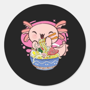 Axolotl Ramen Kawaii Japanese Anime Noodle Gift Ki Classic Round Sticker