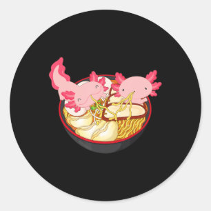 Axolotl Ramen Noodle Kawaii Japanese Anime Gift Te Classic Round Sticker
