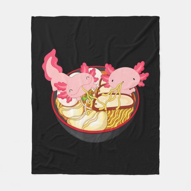 Axolotl Ramen Noodle Kawaii Japanese Anime Gift Te Fleece Blanket (Front)