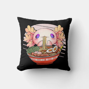 Axolotl Ramen Noodles Japanese Kawaii Anime Otaku Throw Pillow
