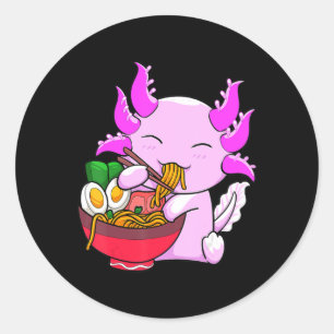 Axolotl Ramen Noodles Japanese Otaku Kawaii Anime  Classic Round Sticker