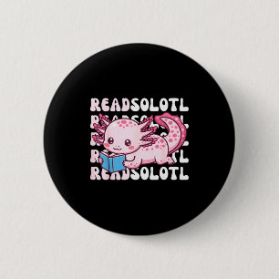 Axolotl read book kawaii reading books for men 2 inch round button