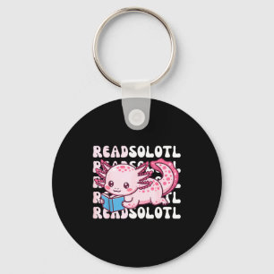 Axolotl read book kawaii reading books for men keychain