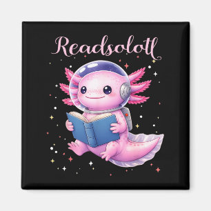 Axolotl read book kawaii reading books for men magnet