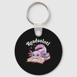 Axolotl readsolotl funny reading cute kawaii keychain