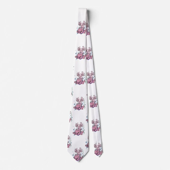 Axolotl Riding Blobfish Neck Tie (Front)