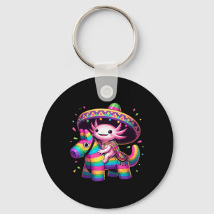Axolotl Riding Pinata Cinco De Mayo Sombrero Ponch Keychain