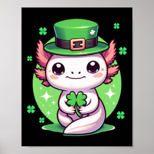 Axolotl Saint Patricks Day Boys Girls Axolotl St P Poster