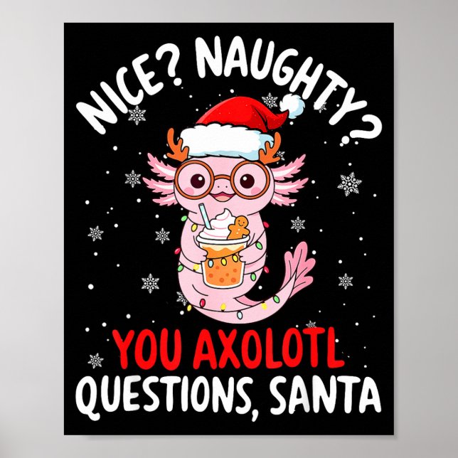 Axolotl Santa Hat Axolotl Questions Christmas Boys Poster (Front)