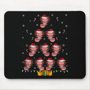 Axolotl Santa Hat Xmas Lights Men Women Christmas Mouse Pad