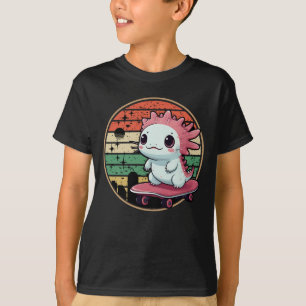 Axolotl Skateboarding Funny Cute Animal  T-Shirt