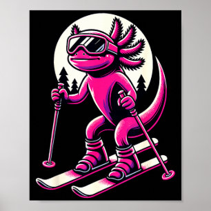 Axolotl skiing ski lover skier for men women kids  poster