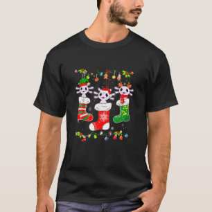 Axolotl Socks Christmas Light Funny Family Pyjamas T-Shirt