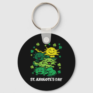 Axolotl St Patricks Day Cute Animal Shamrock Clove Keychain