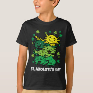 Axolotl St Patricks Day Cute Animal Shamrock Clove T-Shirt