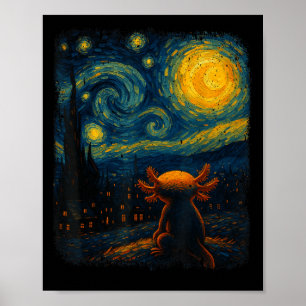 Axolotl Starry Night Van Gogh Art Gifts For Men Wo Poster