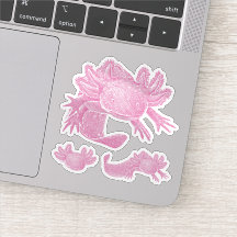 Axolotl Stickers - PINK - 3 Pack