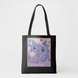 Axolotl Strawberry Milk Retro Kawaii Japan Axolotl Tote Bag