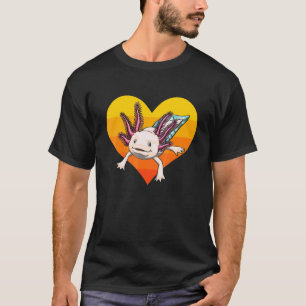 Axolotl Sunset Heart Women Mexican Fish   Amphibia T-Shirt