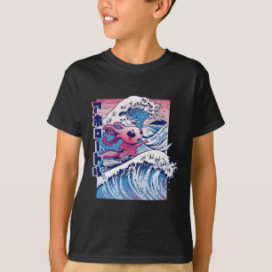 Axolotl Surfing Great Wave Japanese Art Mashup Gra T-Shirt