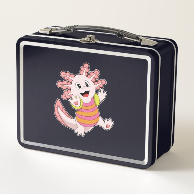 Axolotl Swimming Metal Lunch Box (Front)