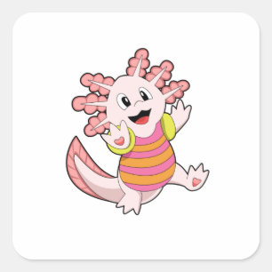 Axolotl Swimming Square Sticker