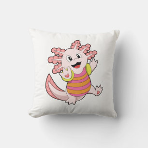 Axolotl Swimming Throw Pillow