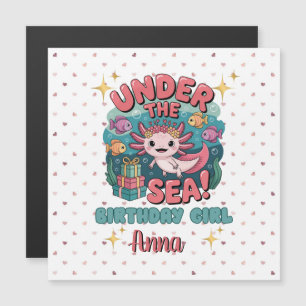 Axolotl Under the Sea Birthday Girl Cute Ocean Magnetic Invitation