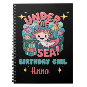 Axolotl Under the Sea Birthday Girl Cute Ocean  Notebook