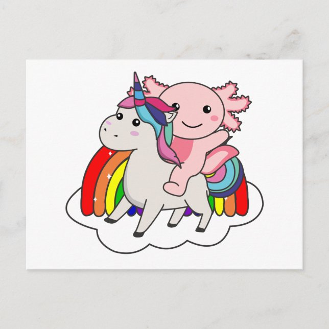Axolotl Unicorn Rainbow Animals Unicorns Postcard (Front)