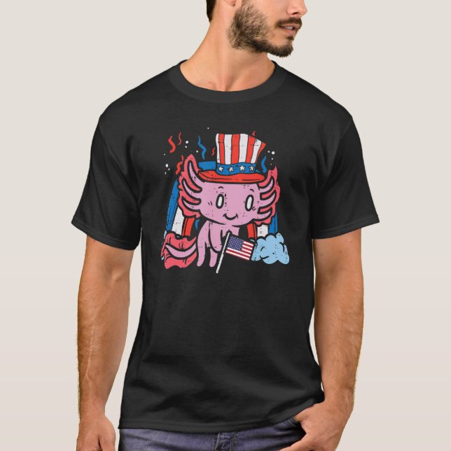 Axolotl Us Drapeau Haut Chapeau mignon 4 juillet P (Devant)