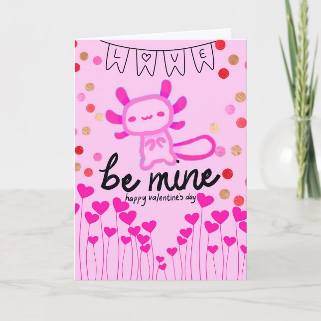 Axolotl valentines day cards (Front)