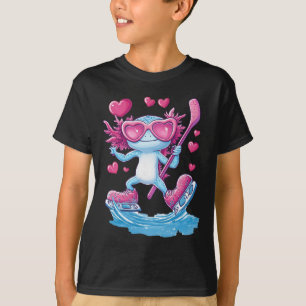 Axolotl Valentines Day Hockey Player Graphic Desig T-Shirt