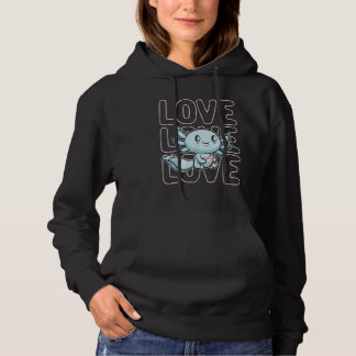 Axolotl Valentines Day I Love You Alotl Walking Fi Hoodie