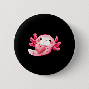 Axolotl Valentines Day Shirt Girls Cute Axolotl He 2 Inch Round Button