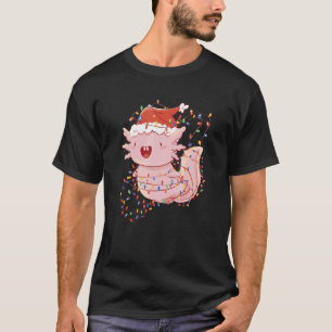Axolotl Wearing A Santa Hat And Tangled In Christm T-Shirt