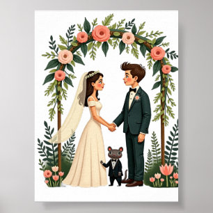 Axolotl Wedding Officiant Garden Ceremony Cute Vin Poster