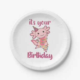 Axolotl Wishes Happy Birthday To You Axolotls Adul Paper Plate