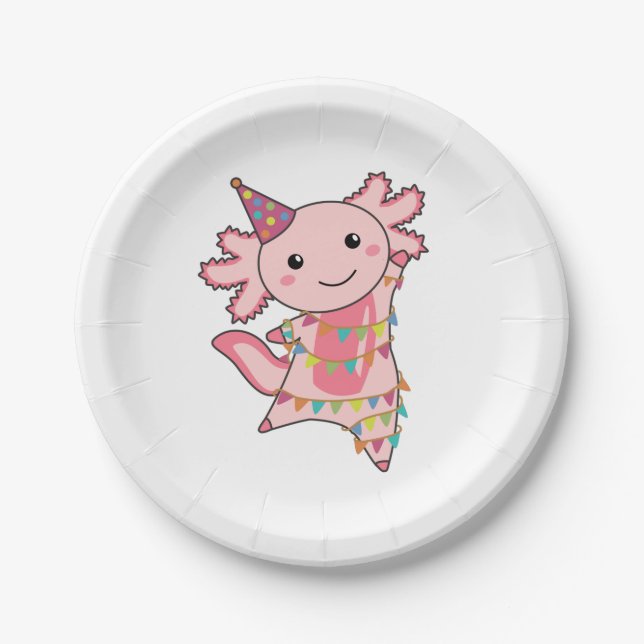 Axolotl Wishes Happy Birthday To You Axolotls Adul Paper Plate (Front)