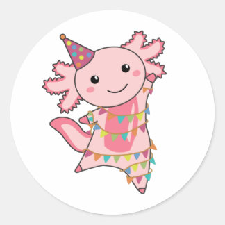 Axolotl Wishes Happy Birthday To You Axolotls Clas Classic Round Sticker