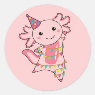 Axolotl Wishes Happy Birthday To You Axolotls Clas Classic Round Sticker