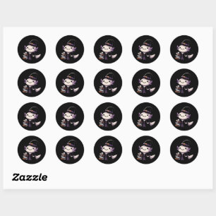 Axolotl Witch - Cute Halloween Classic Round Sticker