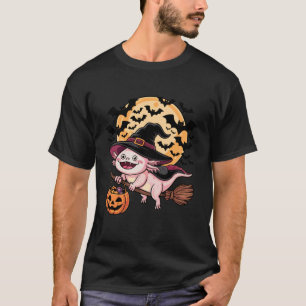 Axolotl Witch Jack-o-Lantern Candy Bucket Hallowee T-Shirt