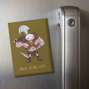 Axolotl With An Axe Gladiator Warrior Artwork Magnet