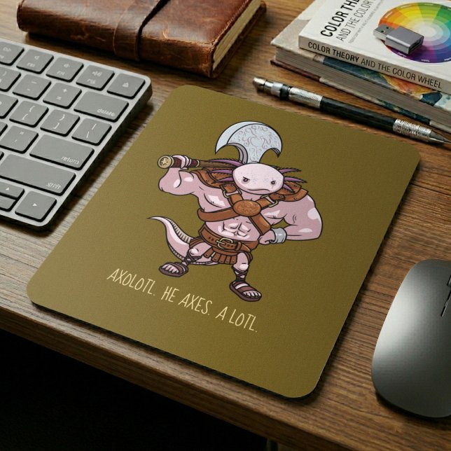 Axolotl With An Axe Gladiator Warrior Artwork Mouse Pad (Creator Uploaded)