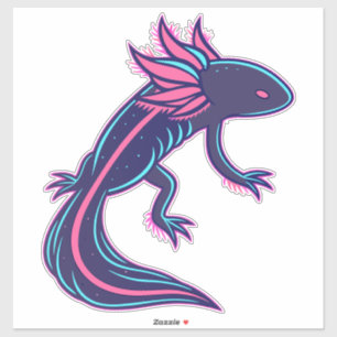 axolotl with glowing neon lights in bright electri