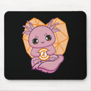 Axolotl With Orange Ribbon For Leukaemia Awareness Mouse Pad