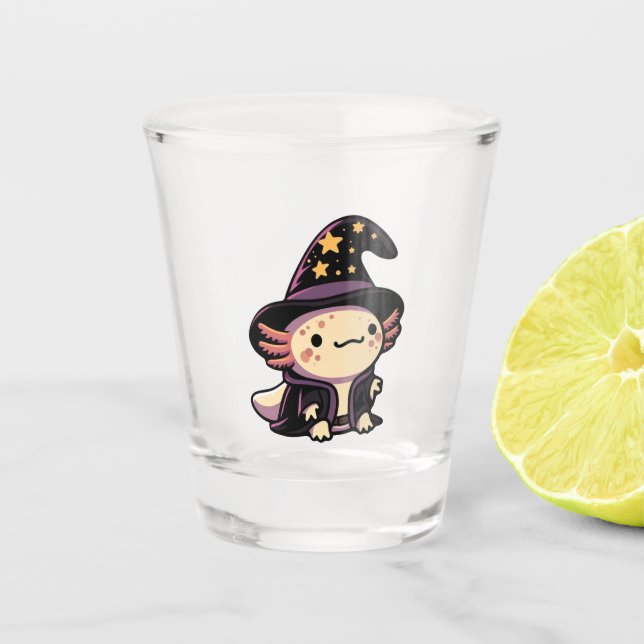 Axolotl Wizard - Fantasy Pet Shot Glass (Front)